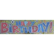 Football Happy Birthday Foil Banner